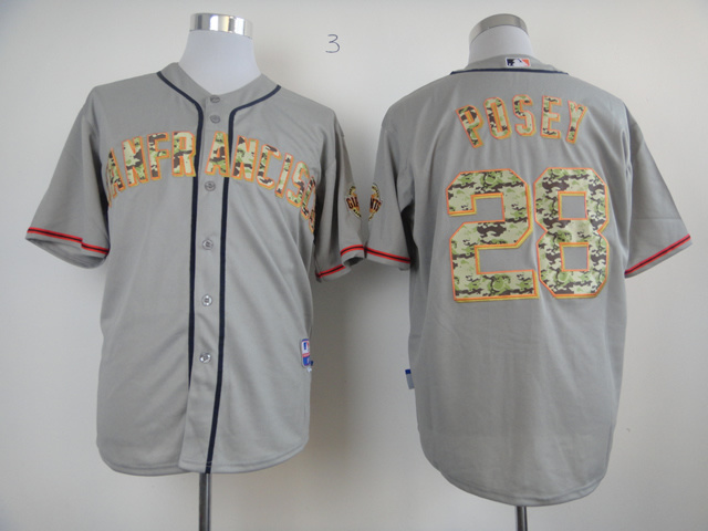 Men San Francisco Giants #28 Posey Grey Camo MLB Jerseys->san francisco giants->MLB Jersey